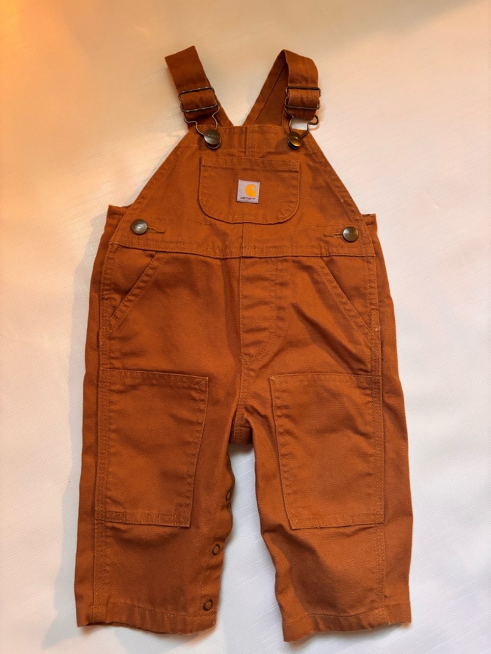 Carhartt Kids Orange Canvas Overalls with Front Pocket